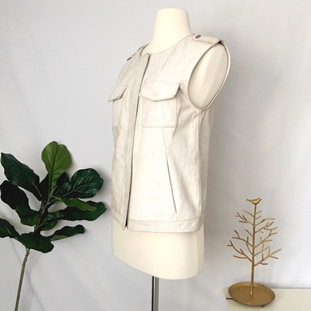 TROUVÉ Moto Vest Beige 100% Leather XS - Picture 5 of 8
